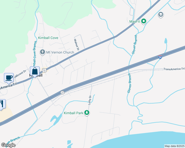 map of restaurants, bars, coffee shops, grocery stores, and more near 194 Byron Street in Kimball