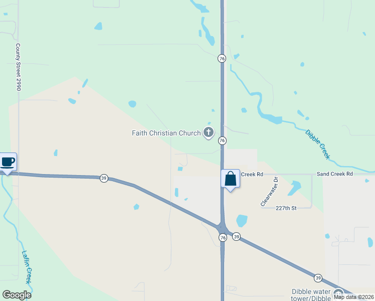 map of restaurants, bars, coffee shops, grocery stores, and more near 10801 231st Street in Blanchard