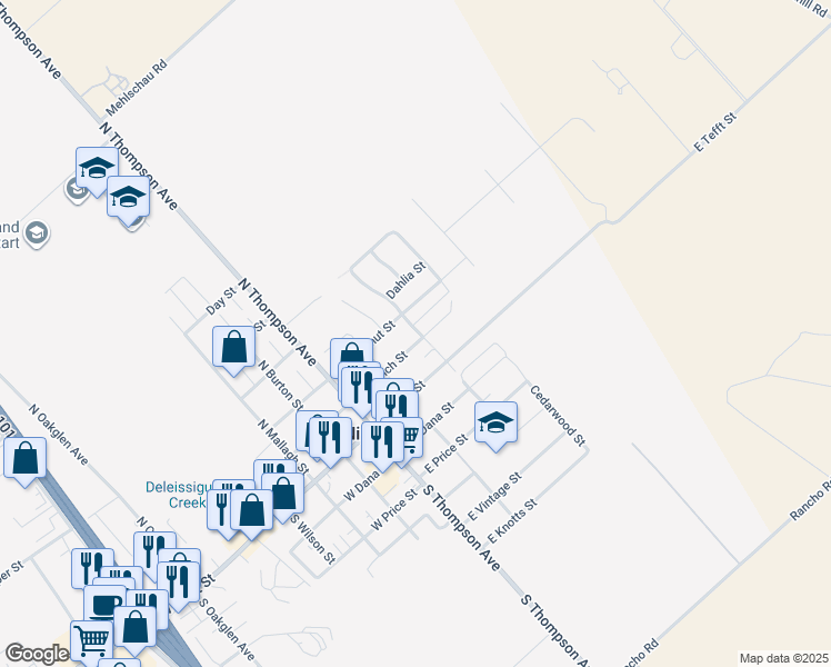map of restaurants, bars, coffee shops, grocery stores, and more near 201 East Branch Street in Nipomo