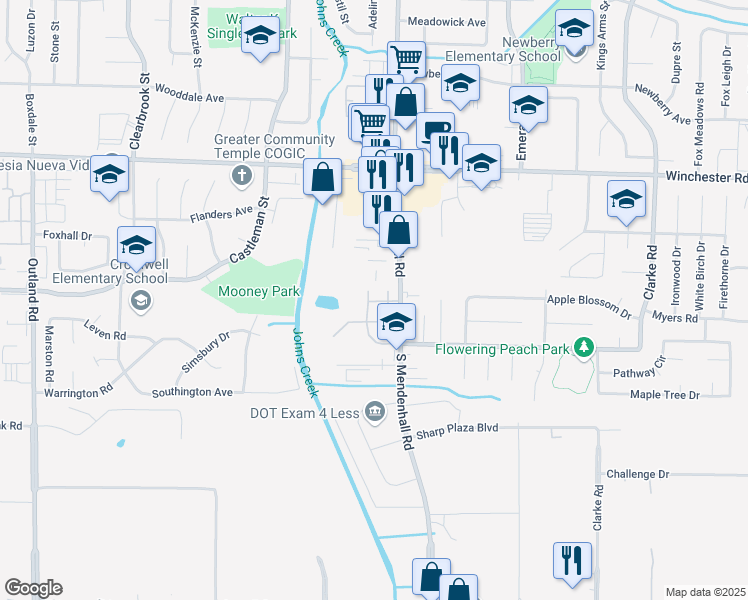 map of restaurants, bars, coffee shops, grocery stores, and more near 3765 Cambridge Station Drive in Memphis