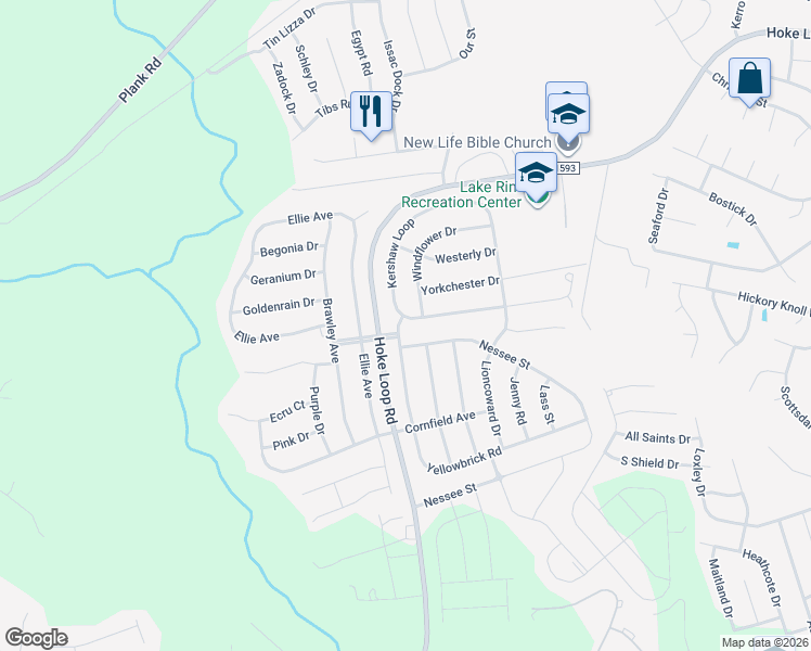 map of restaurants, bars, coffee shops, grocery stores, and more near 1909 Yellowbrick Road in Fayetteville