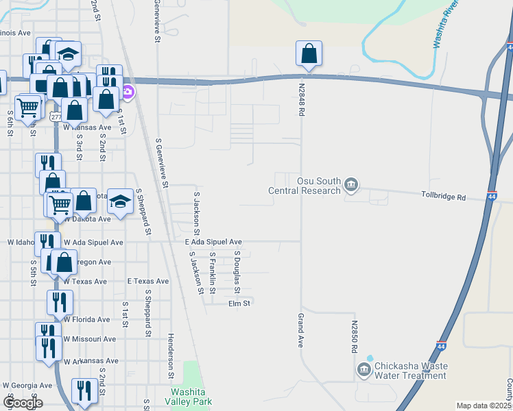 map of restaurants, bars, coffee shops, grocery stores, and more near in Chickasha