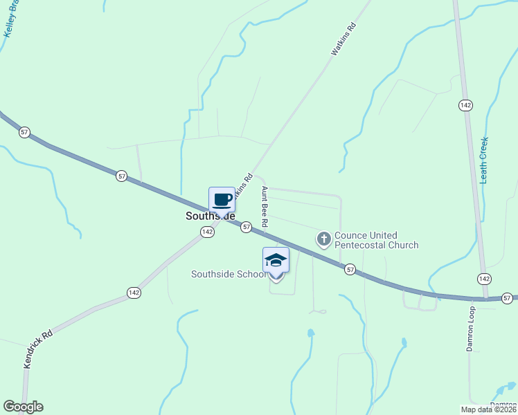 map of restaurants, bars, coffee shops, grocery stores, and more near 85 Aunt Bee Road in Counce