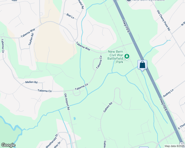map of restaurants, bars, coffee shops, grocery stores, and more near 302 Taberna Circle in New Bern