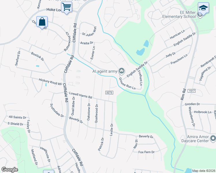 map of restaurants, bars, coffee shops, grocery stores, and more near 7592 Levi Road in Fayetteville