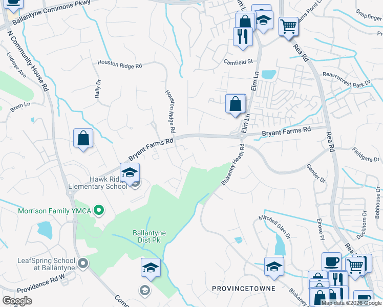 map of restaurants, bars, coffee shops, grocery stores, and more near 11539 Delores Ferguson Lane in Charlotte