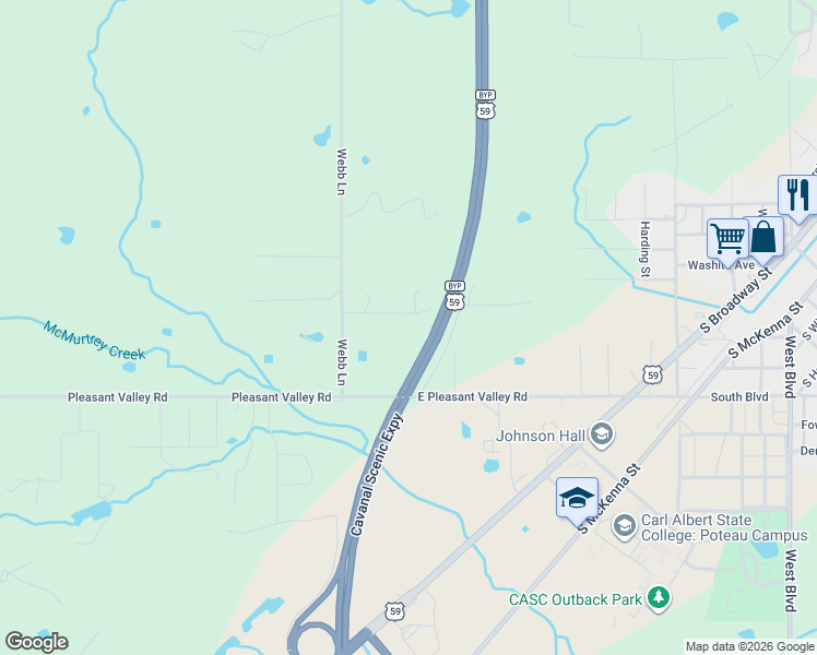 map of restaurants, bars, coffee shops, grocery stores, and more near 110 Brandon Lane in Poteau