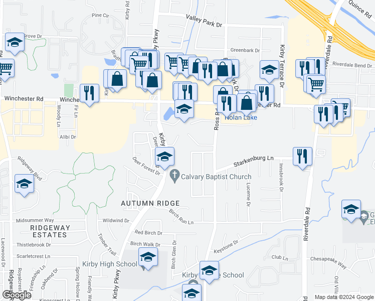 map of restaurants, bars, coffee shops, grocery stores, and more near 3759 Caravel Drive in Memphis