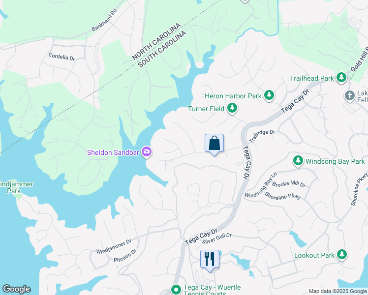 map of restaurants, bars, coffee shops, grocery stores, and more near 11062 Holiday Cove Lane in Fort Mill