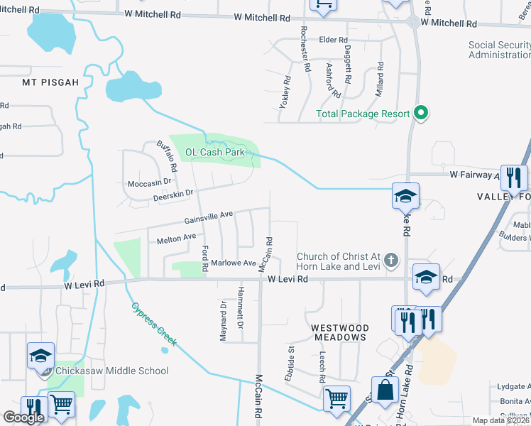 map of restaurants, bars, coffee shops, grocery stores, and more near 3765 McCain Road in Memphis