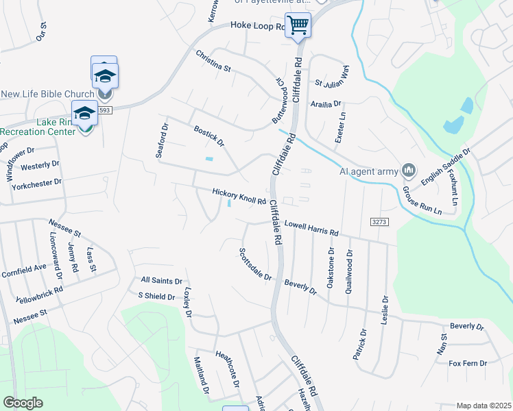 map of restaurants, bars, coffee shops, grocery stores, and more near 1805 Amber Gate Path in Fayetteville