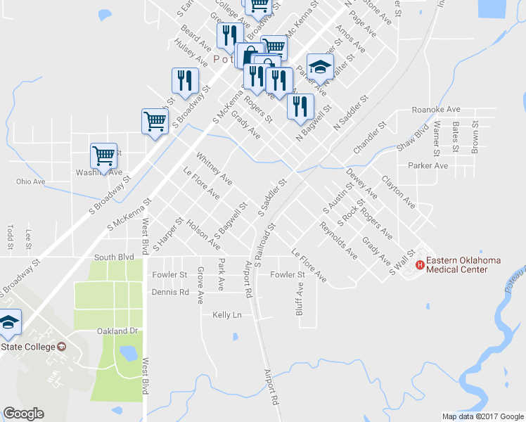 map of restaurants, bars, coffee shops, grocery stores, and more near 699 Whitney Avenue in Poteau