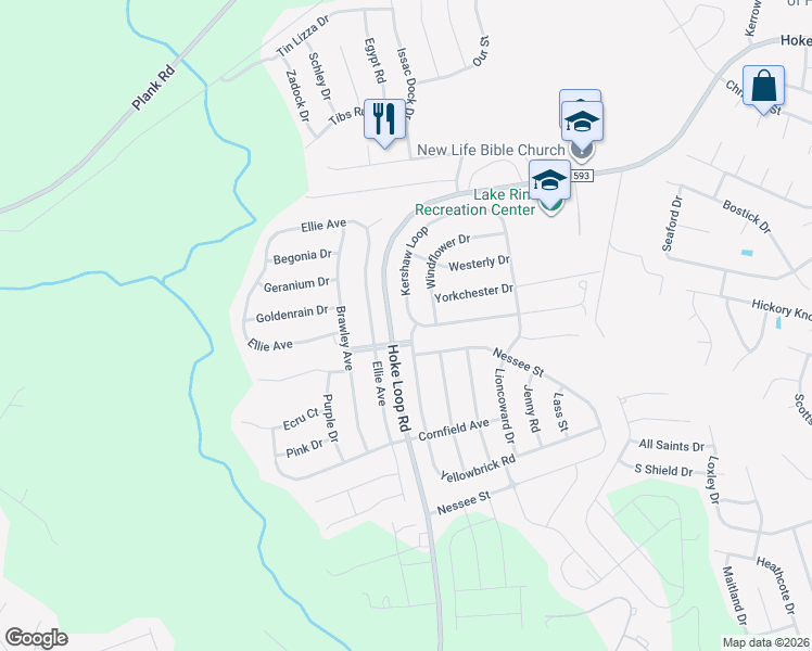 map of restaurants, bars, coffee shops, grocery stores, and more near 1909 Yellowbrick Road in Fayetteville