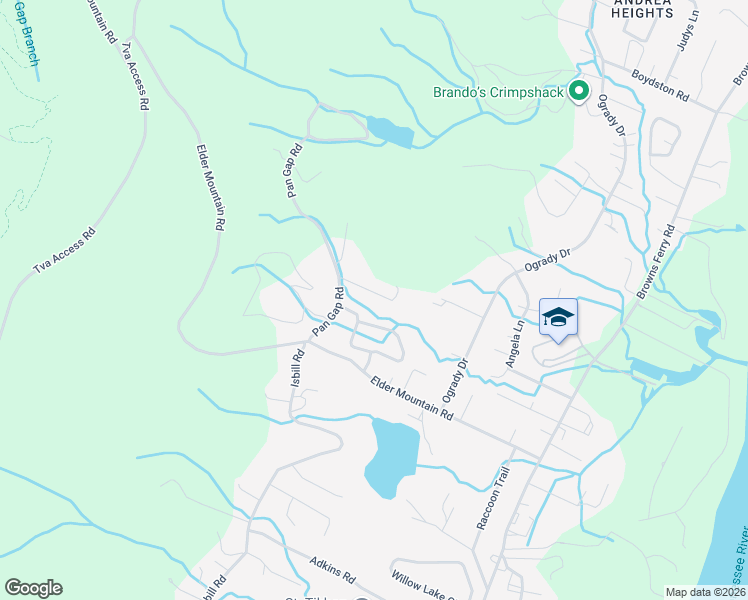 map of restaurants, bars, coffee shops, grocery stores, and more near 3443 Cagle Road in Chattanooga