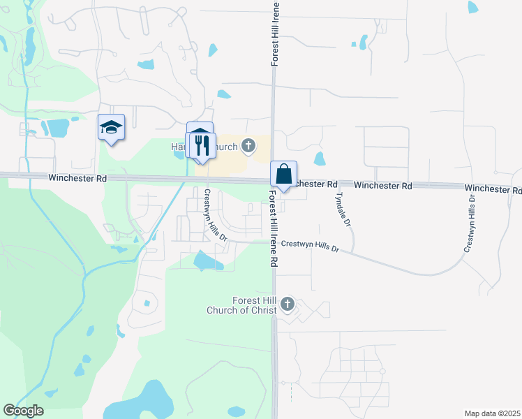 map of restaurants, bars, coffee shops, grocery stores, and more near 3750 Moraine Street in Memphis