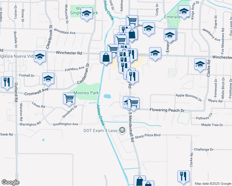 map of restaurants, bars, coffee shops, grocery stores, and more near 3765 Cambridge Station Drive in Memphis