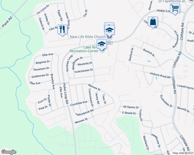 map of restaurants, bars, coffee shops, grocery stores, and more near 1329 Kershaw Loop in Fayetteville