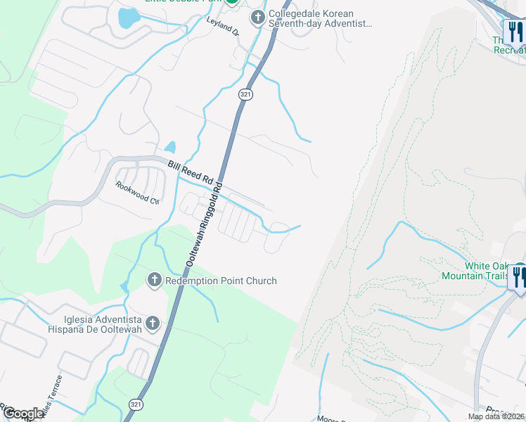 map of restaurants, bars, coffee shops, grocery stores, and more near 9757 Trestle Circle in Collegedale
