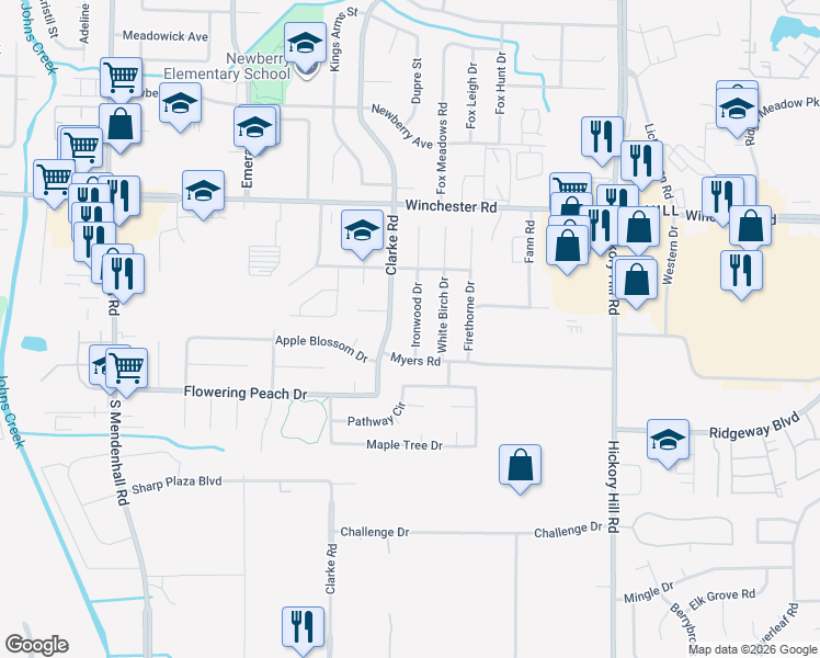 map of restaurants, bars, coffee shops, grocery stores, and more near 3762 Ironwood Drive in Memphis