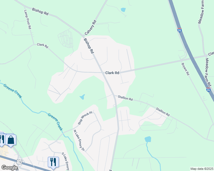 map of restaurants, bars, coffee shops, grocery stores, and more near 1149 Bishop Road in Inman