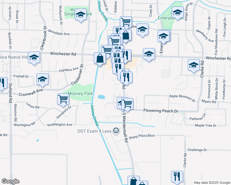 map of restaurants, bars, coffee shops, grocery stores, and more near 3765 Cambridge Station Drive in Memphis