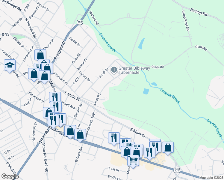 map of restaurants, bars, coffee shops, grocery stores, and more near 3165 Lorenzo Court in Inman