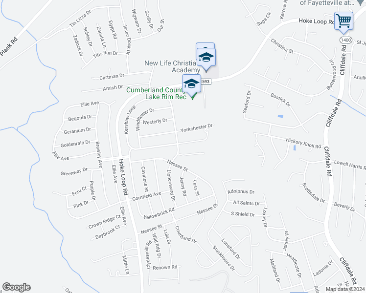 map of restaurants, bars, coffee shops, grocery stores, and more near 1329 Kershaw Loop in Fayetteville