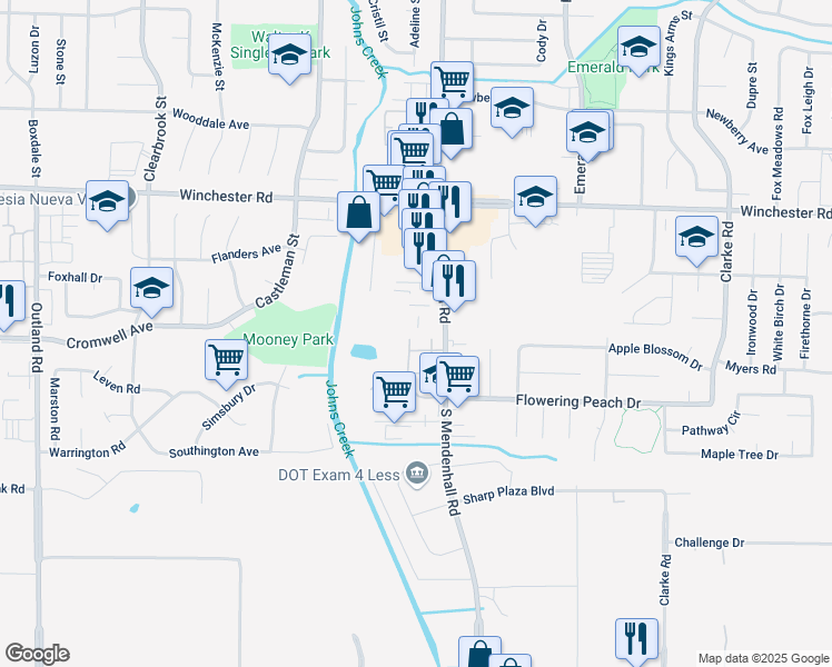 map of restaurants, bars, coffee shops, grocery stores, and more near 3765 Cambridge Station Drive in Memphis