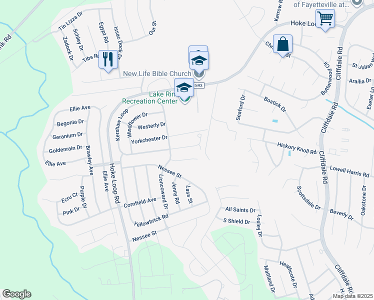 map of restaurants, bars, coffee shops, grocery stores, and more near 1321 Kershaw Loop in Fayetteville