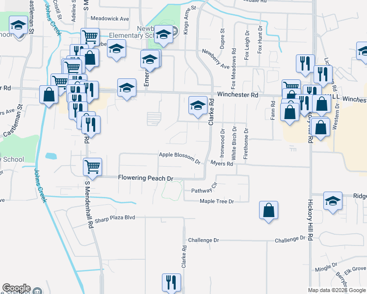 map of restaurants, bars, coffee shops, grocery stores, and more near 5581 Crepe Myrtle Drive in Memphis