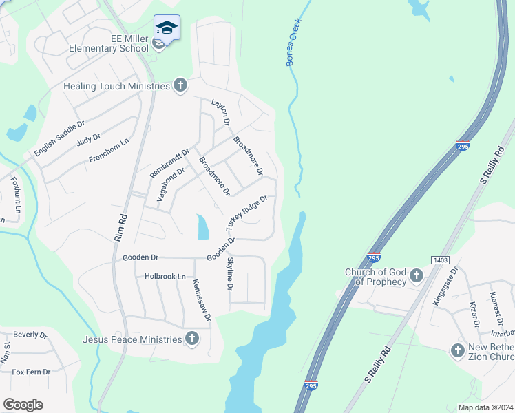map of restaurants, bars, coffee shops, grocery stores, and more near 834 Turkey Ridge Drive in Fayetteville