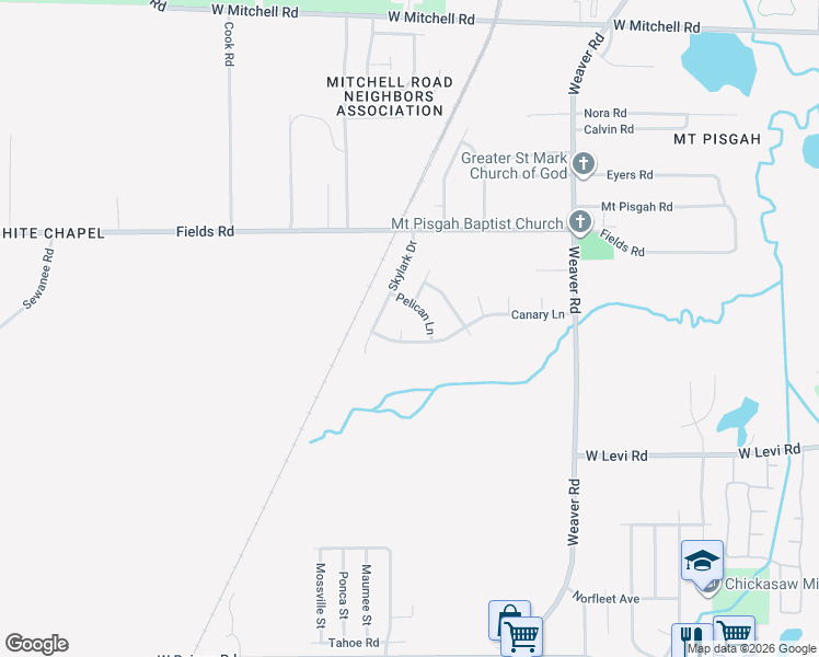 map of restaurants, bars, coffee shops, grocery stores, and more near 1181 Canary Lane in Memphis