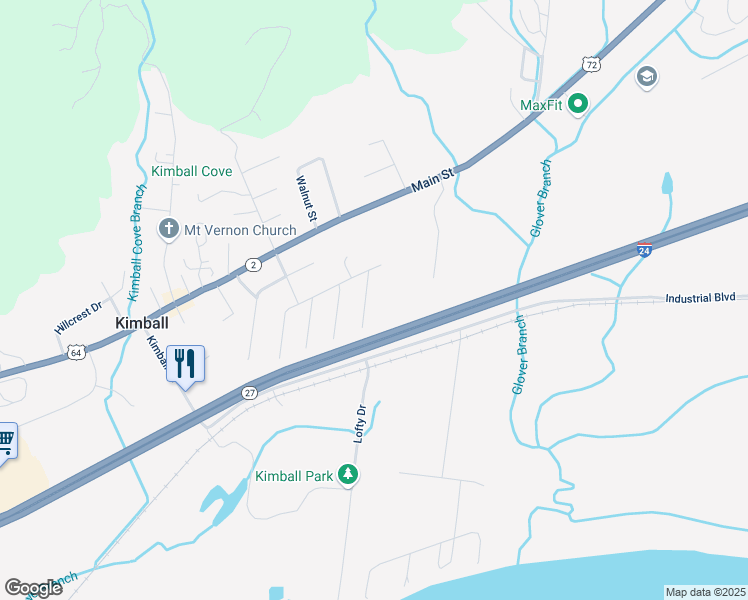 map of restaurants, bars, coffee shops, grocery stores, and more near 194 Byron Street in Kimball