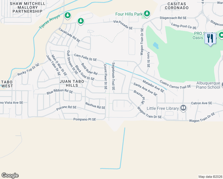 map of restaurants, bars, coffee shops, grocery stores, and more near 1944 Count Fleet Street Southeast in Albuquerque