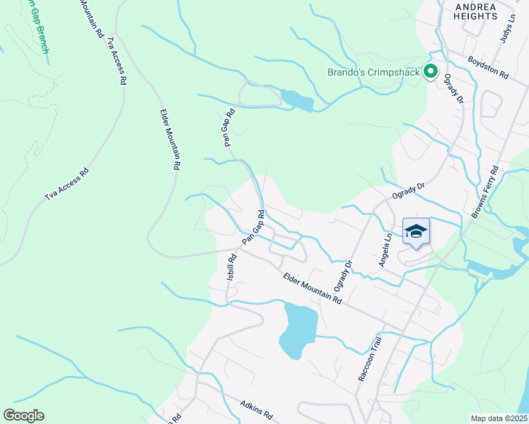 map of restaurants, bars, coffee shops, grocery stores, and more near 618 Pan Gap Road in Chattanooga