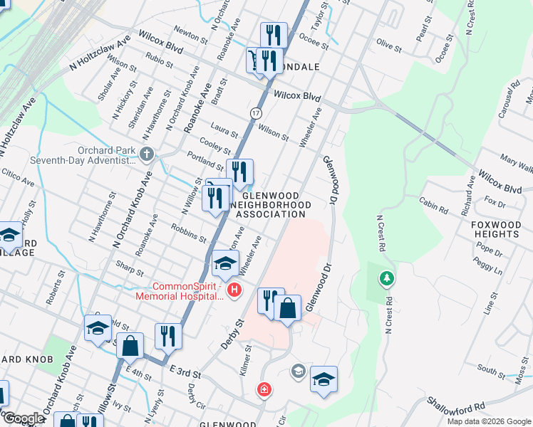 map of restaurants, bars, coffee shops, grocery stores, and more near 902 Arlington Avenue in Chattanooga