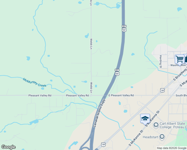 map of restaurants, bars, coffee shops, grocery stores, and more near 825 Webb Lane in Poteau