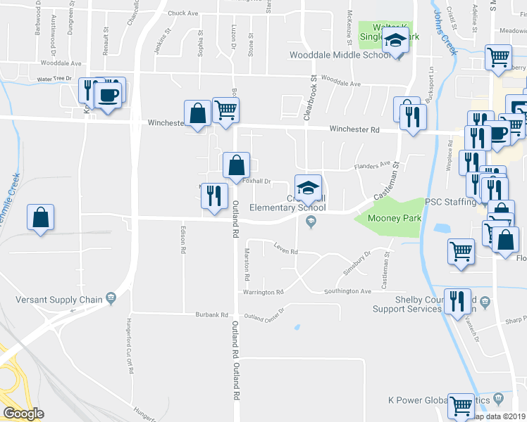 map of restaurants, bars, coffee shops, grocery stores, and more near 4915 Cromwell Avenue in Memphis