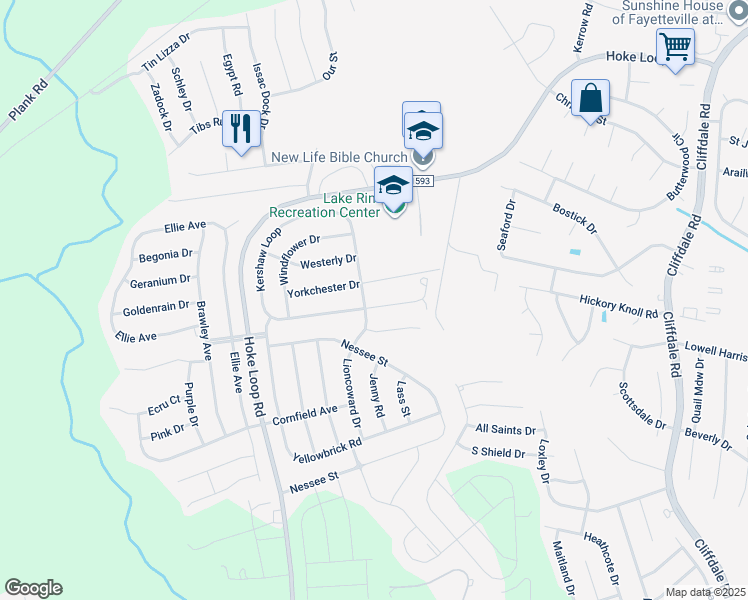 map of restaurants, bars, coffee shops, grocery stores, and more near 1328 Kershaw Loop in Fayetteville