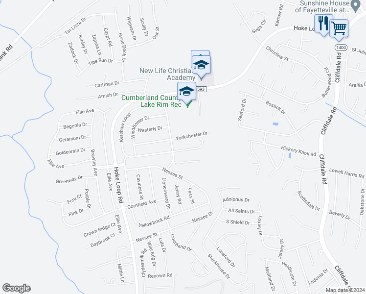 map of restaurants, bars, coffee shops, grocery stores, and more near 1324 Kershaw Loop in Fayetteville