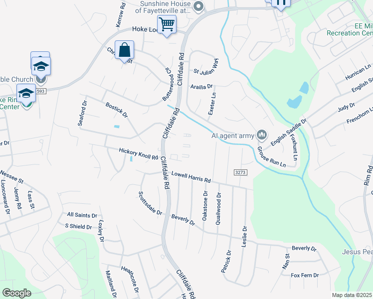 map of restaurants, bars, coffee shops, grocery stores, and more near 961 Kingscote Drive in Fayetteville