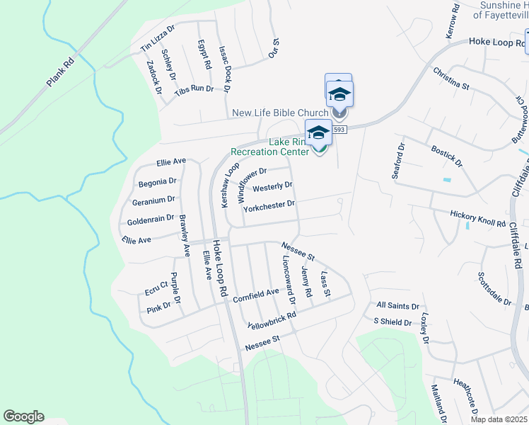 map of restaurants, bars, coffee shops, grocery stores, and more near 5032 Yorkchester Drive in Fayetteville
