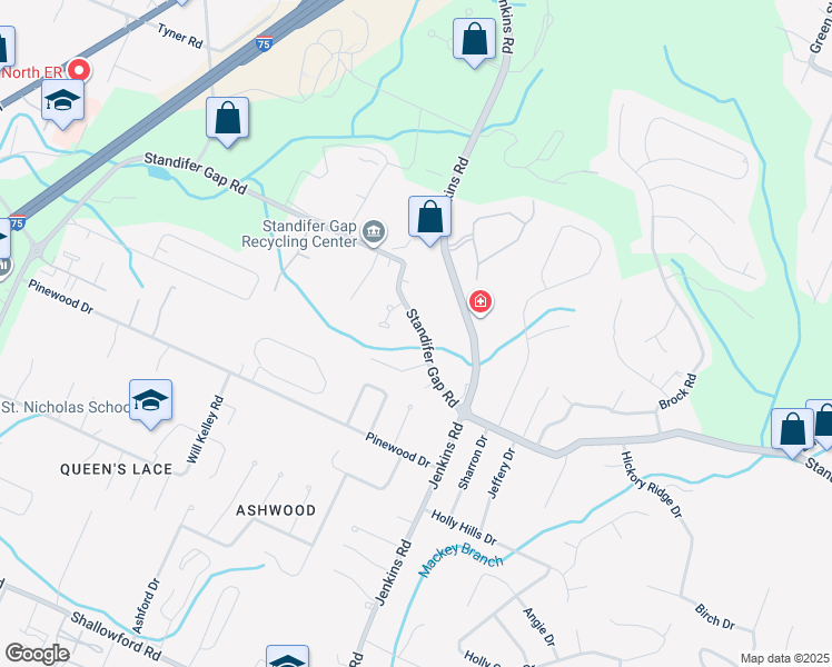 map of restaurants, bars, coffee shops, grocery stores, and more near 7719 Standifer Gap Road in Chattanooga