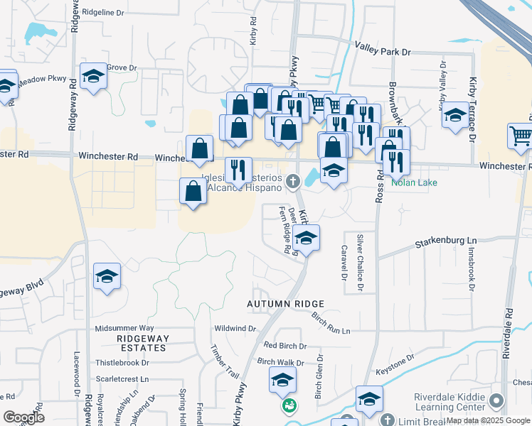 map of restaurants, bars, coffee shops, grocery stores, and more near 6532 Whitetail Lane in Memphis