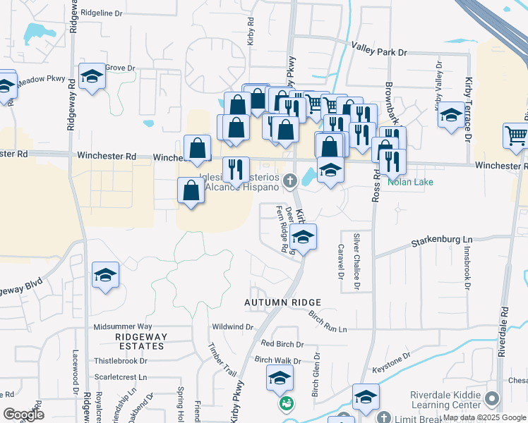 map of restaurants, bars, coffee shops, grocery stores, and more near 6532 Whitetail Lane in Memphis