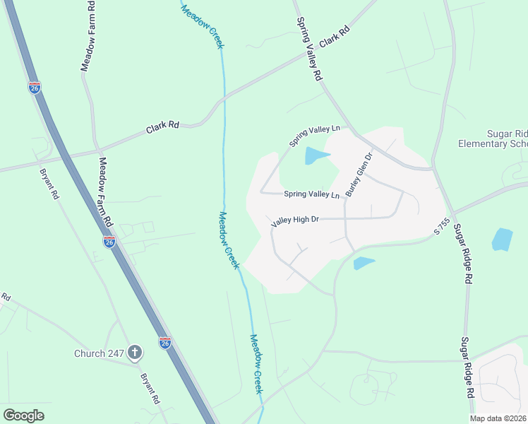 map of restaurants, bars, coffee shops, grocery stores, and more near 310 Spring Valley Lane in Inman