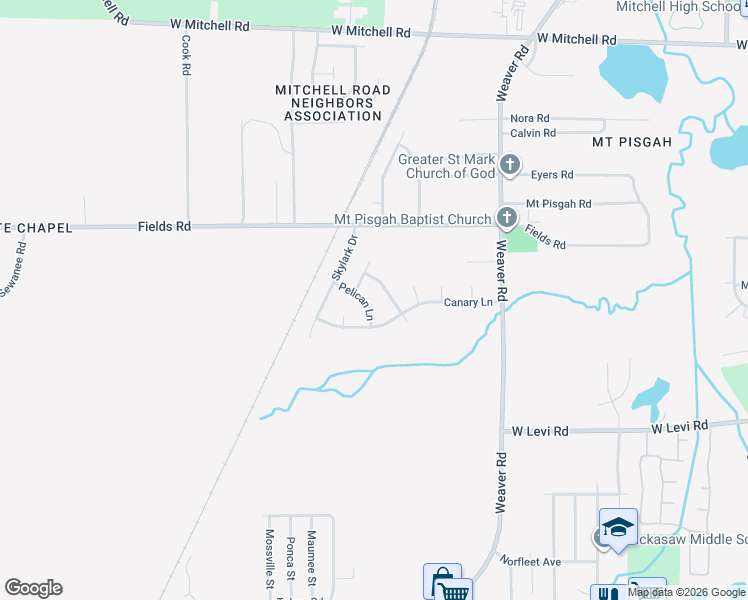 map of restaurants, bars, coffee shops, grocery stores, and more near 3691 Parakeet Road in Memphis