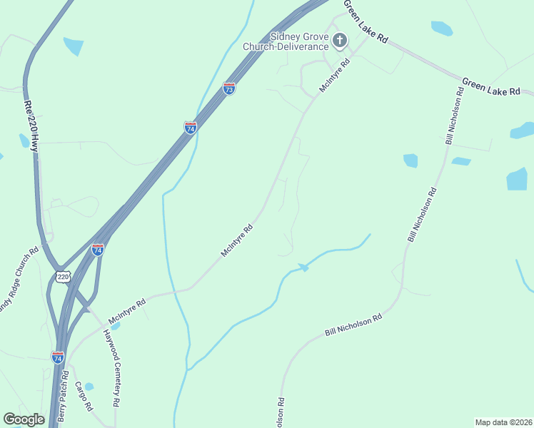 map of restaurants, bars, coffee shops, grocery stores, and more near 281 McIntyre Road in Ellerbe
