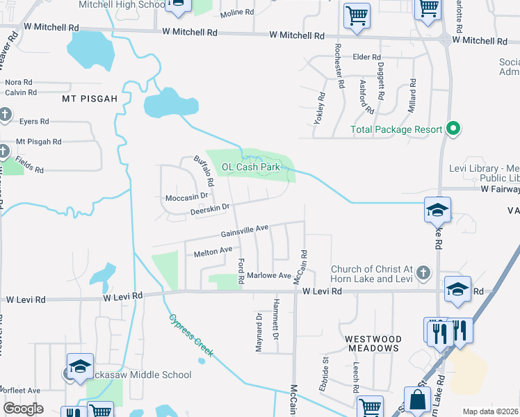map of restaurants, bars, coffee shops, grocery stores, and more near 3704 Masterson Cove in Memphis