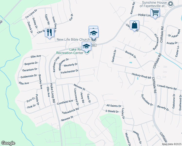 map of restaurants, bars, coffee shops, grocery stores, and more near 1316 Kershaw Loop in Fayetteville